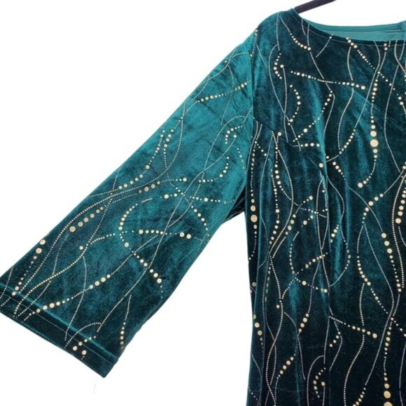 Ever Pretty Womens Green Velvet Metallic Gold High Low Bodycon Dress Size 20 NWT - Picture 6 of 8